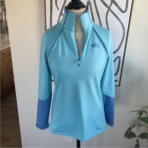 The North Face TNF Women's 100 Cinder 1/4 Zip Pullover Stretch Shirt M Blue